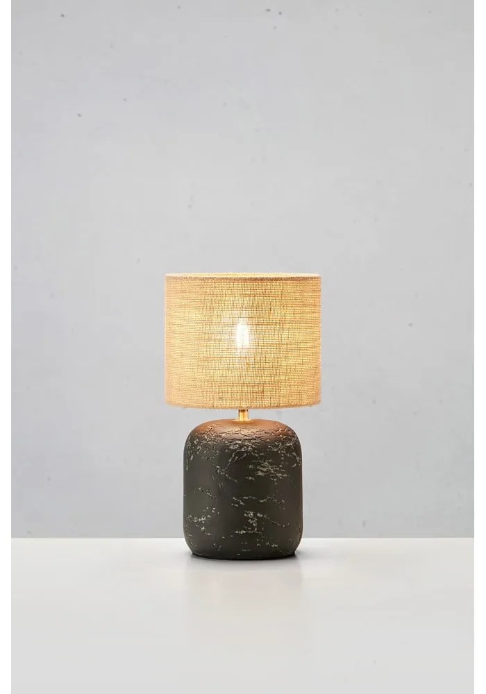 Czarna lampa stołowa z kloszem z juty (wys. 45 cm) Montagna – Markslöjd