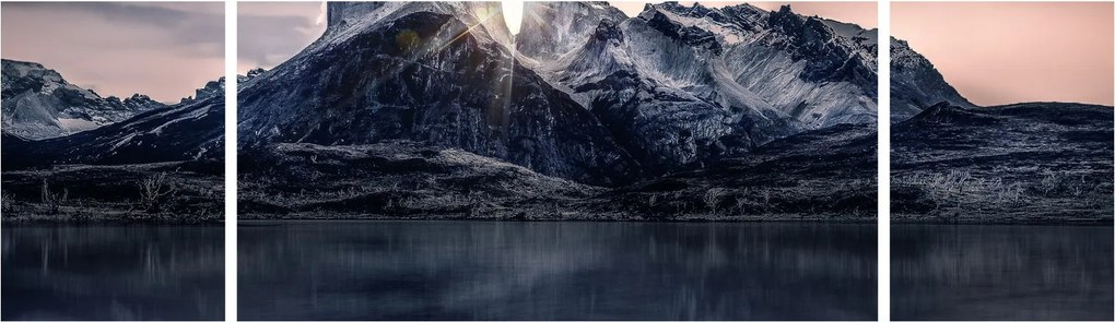 Obraz jeziora z górą (170x50 cm)
