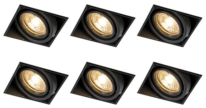 Zestaw 6 wpuszczanych reflektorów czarnych GU10 z możliwością pochylenia bez kołnierza - Oneon