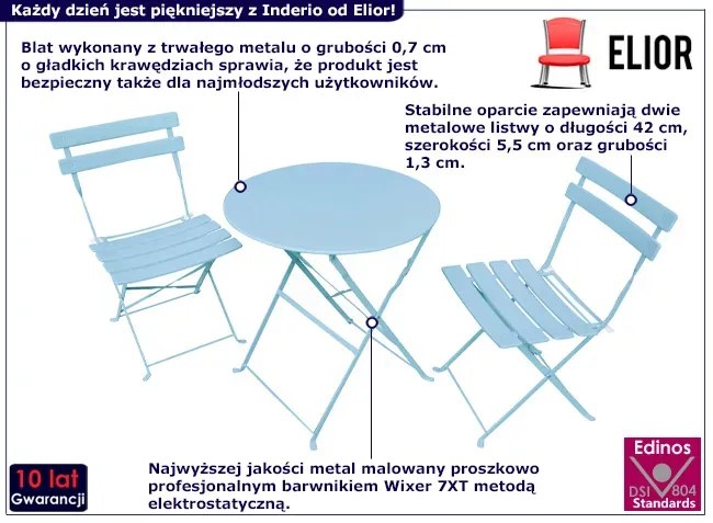 Niebieski rozkładany zestaw ogrodowy - Ibler
