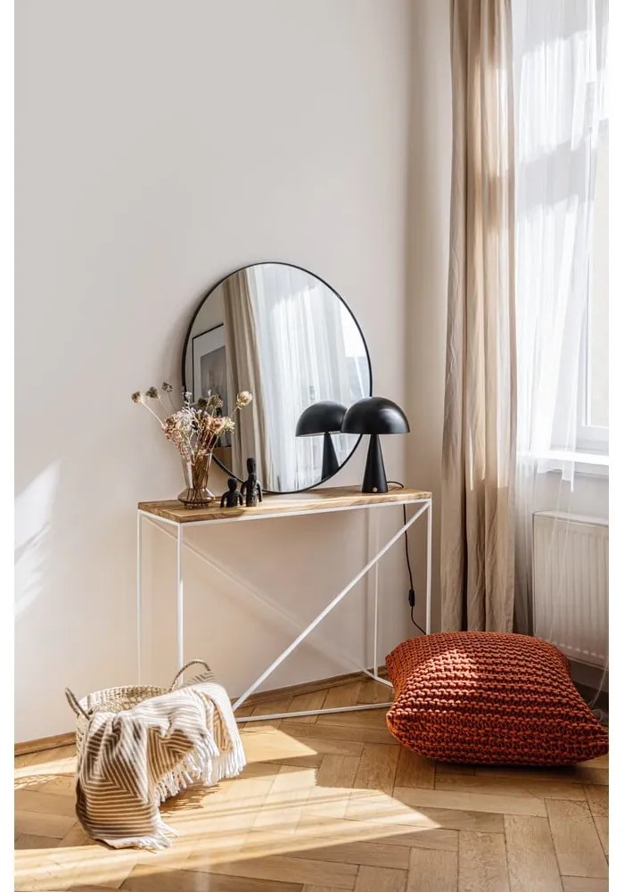 Czarne lustro ścienne Bonami Essentials Layla, ø 80 cm