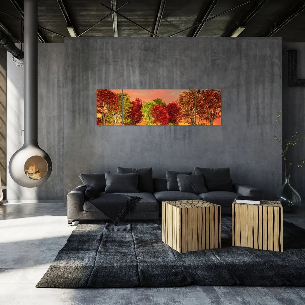 Obraz - Kolorowe drzewa (170x50 cm)