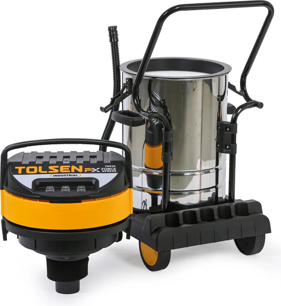 Odkurzacz przemysłow TOLSEN 79610y, ssanie na sucho/mokro, 3000 W, 80 l