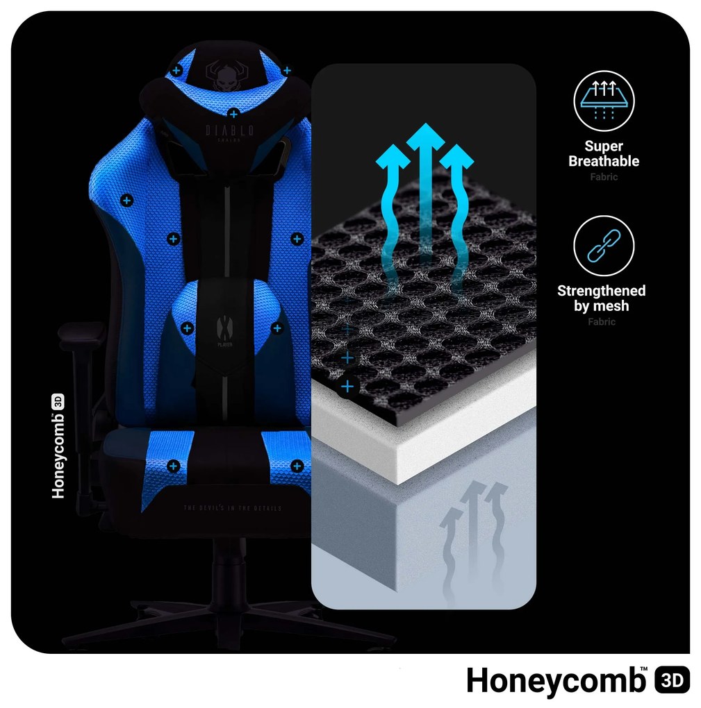 Materiałowy fotel gamingowy Diablo X-Player 2.0 Normal Size, Frost White