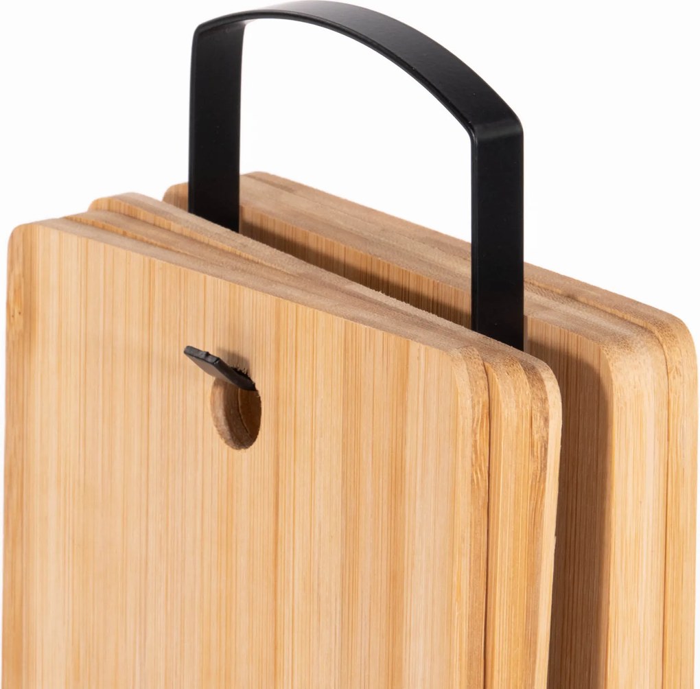 Deski do krojenia bambusowe, 6 sztuk na stojaku