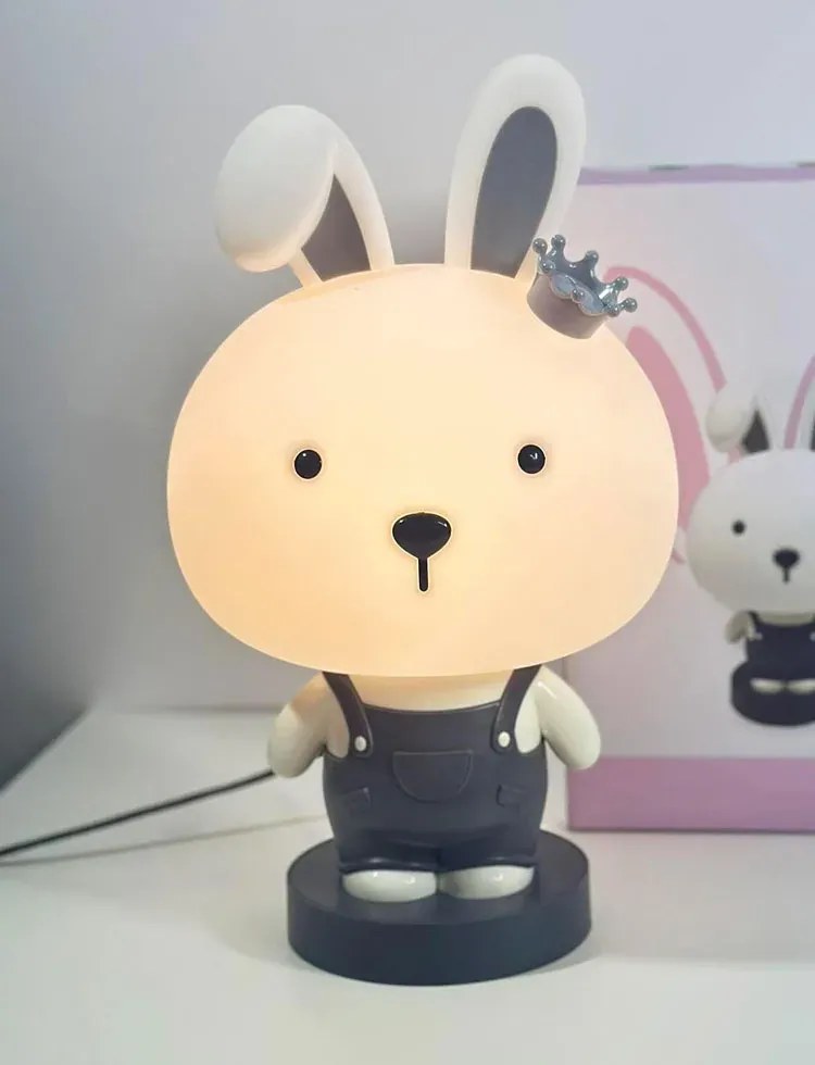 Szara lampka nocna dla dzieci w kształcie króliczka C1-M55