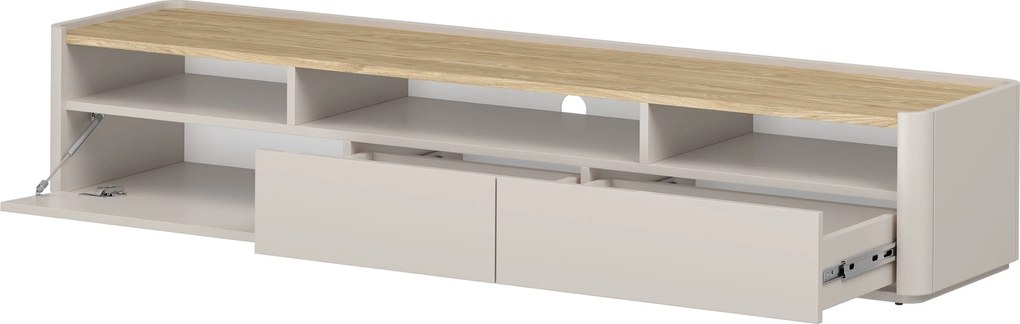 Szafka RTV Elivo 200 cm z dwoma szufladami - kaszmir / dąb olejowany