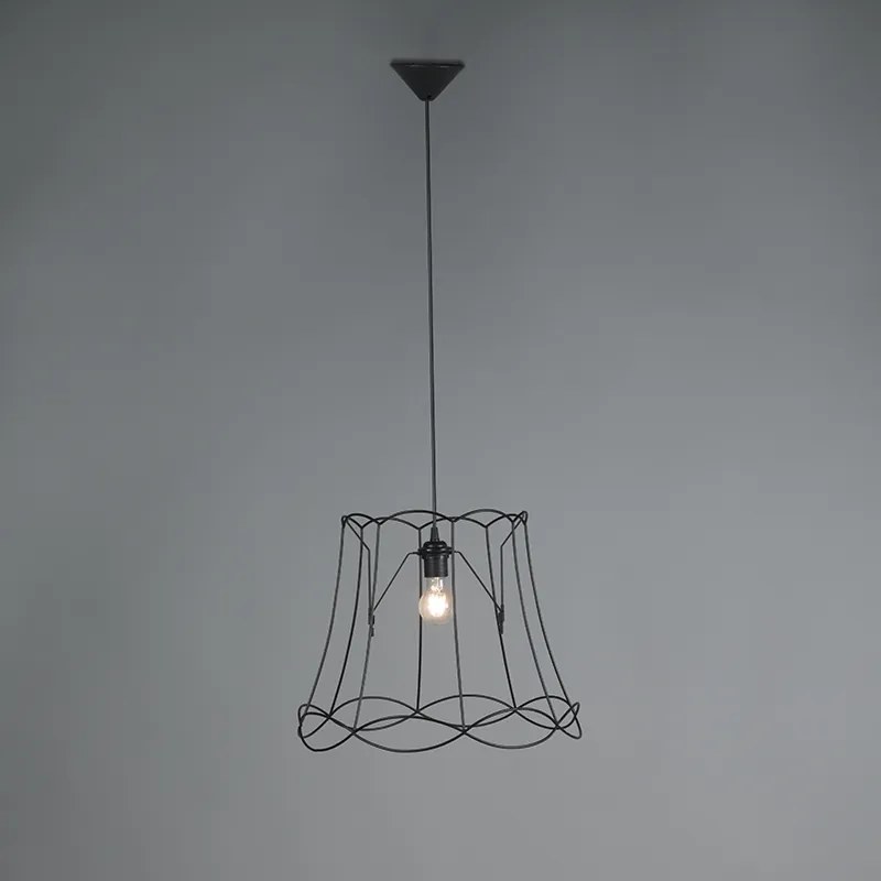 Retro lampa wisząca czarna 45 cm - Granny Frame Retro Oswietlenie wewnetrzne