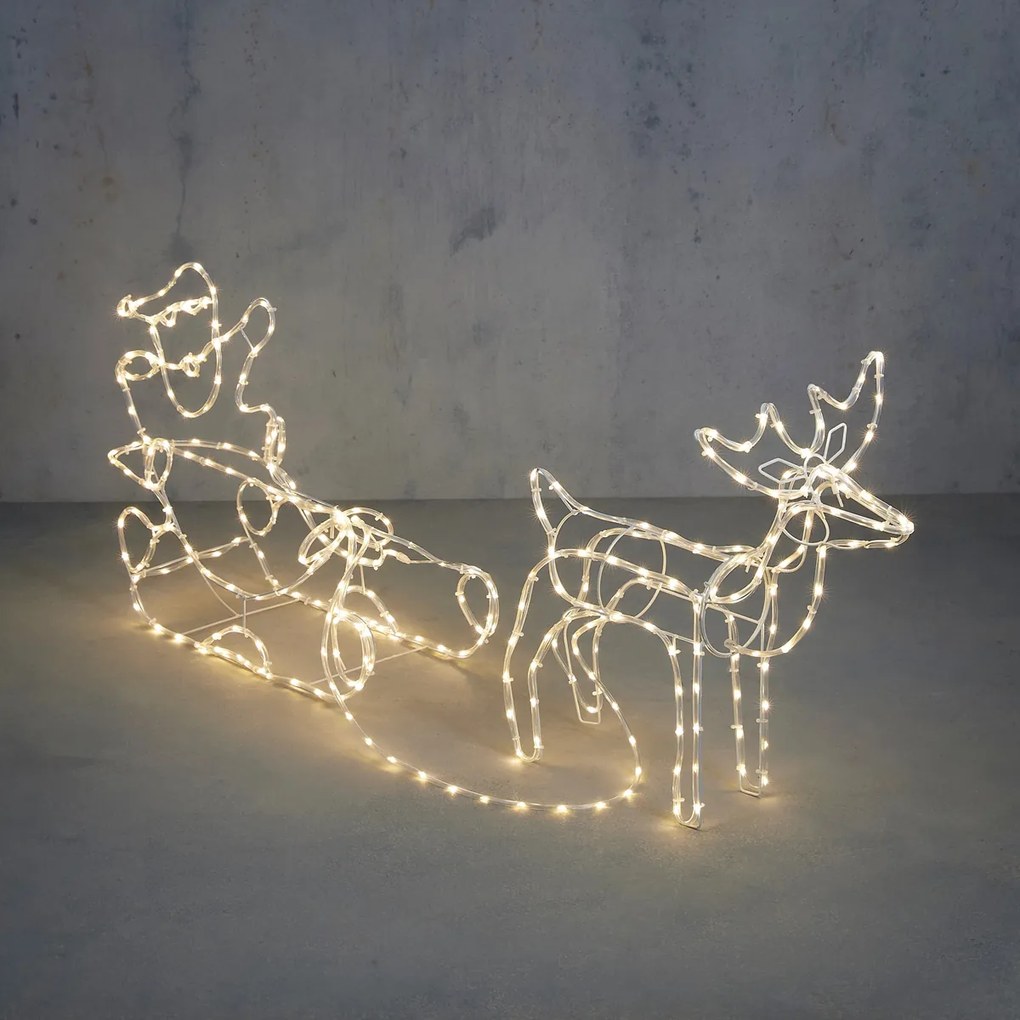 Świąteczna lampa podłogowa Renifer z saniami 176 cm z LED i timerem IP44 - Sori