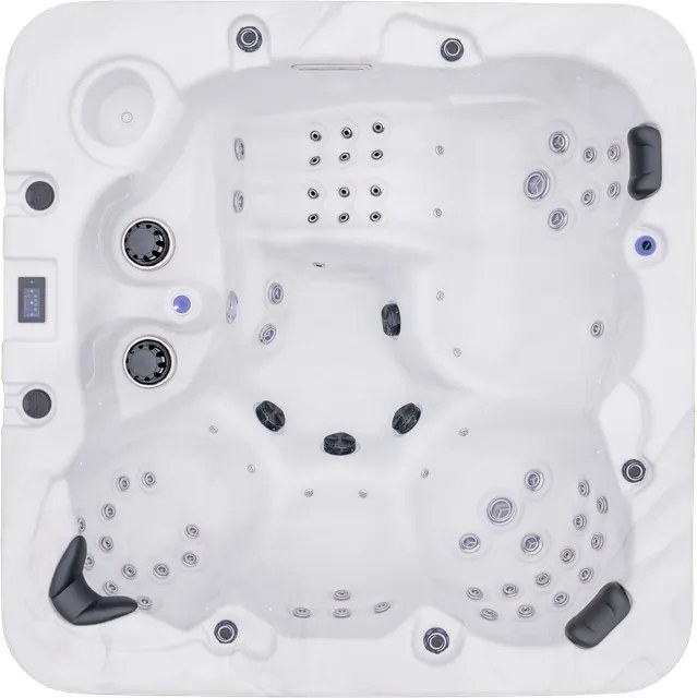 JACUZZI OGRODOWE PREMIUM WANNA  SPA 5-OSOBOWA WHITE OBUDOWA BROWN LED 230x230 CM