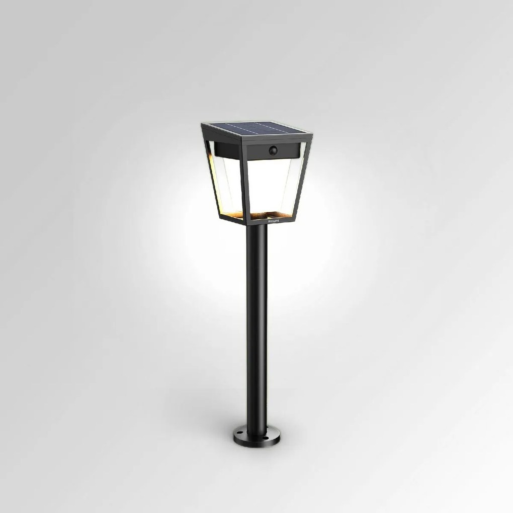 Philips Nissa UltraEfficient słupek solarny LED,czujnik, czarny, 1,8 W, 250/25 lm, 3000 K
