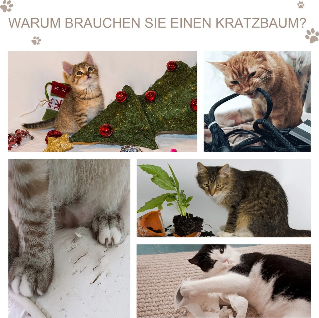 2 Jaskinia dla kota z deską do drapania i legowiskiem Domek sizalowy dla kotów z miejscem do odpoczynku i zabawy | Aosom PL