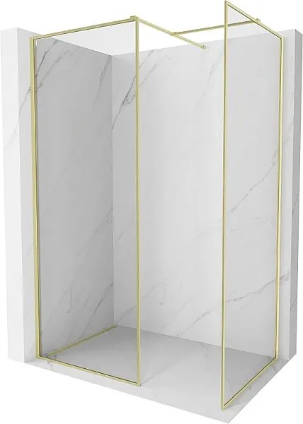 Mexen Kioto-XF ścianka prysznicowa Walk-in z ramką 160 x 80 cm, transparent 10 mm, złota szczotkowana - 800-160-202-04-55-080-XF