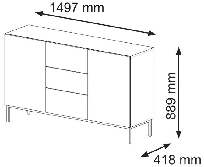 Czarna komoda z lamowym frontem glamour T2-E14