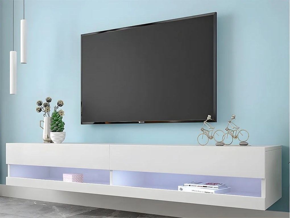 Banc TV zawieszany 140 cm z LED - Biały