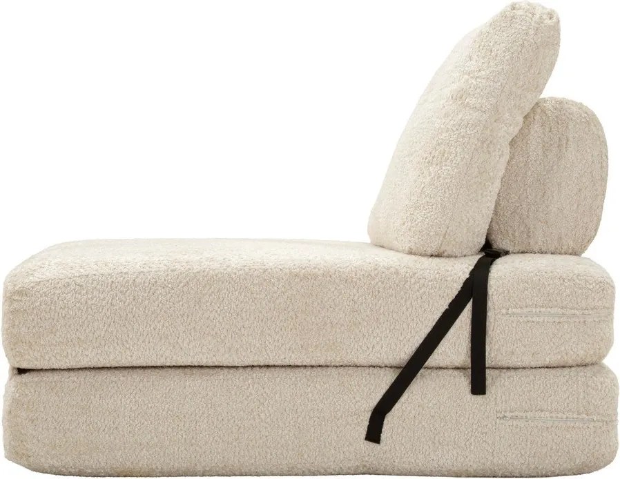 Biały rozkładany fotel z materiału bouclé Faster – Mauro Ferretti