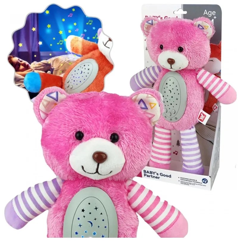 Woopie baby przytulanka usypiacz projektor 2w1 różowy miś - 10 kołysanek