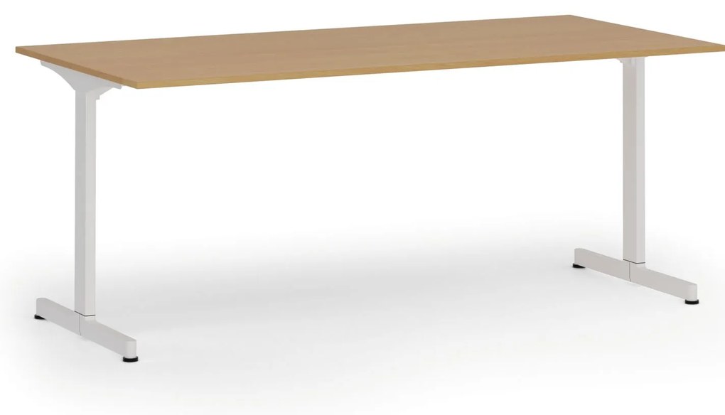 Biurko PRIMO BETA, 180x90 cm, biała podstawa, buk