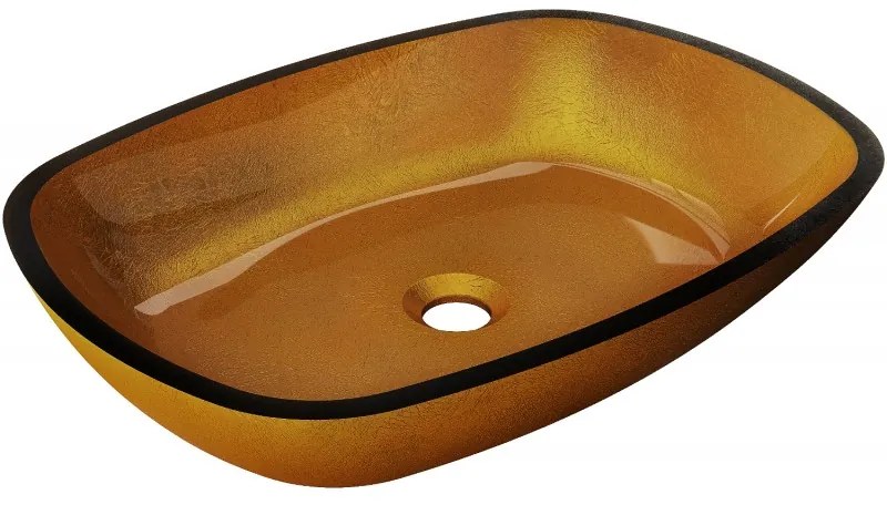 Mexen Araks szklana umywalka nablatowa 54 x 39 cm, złota - 24155450