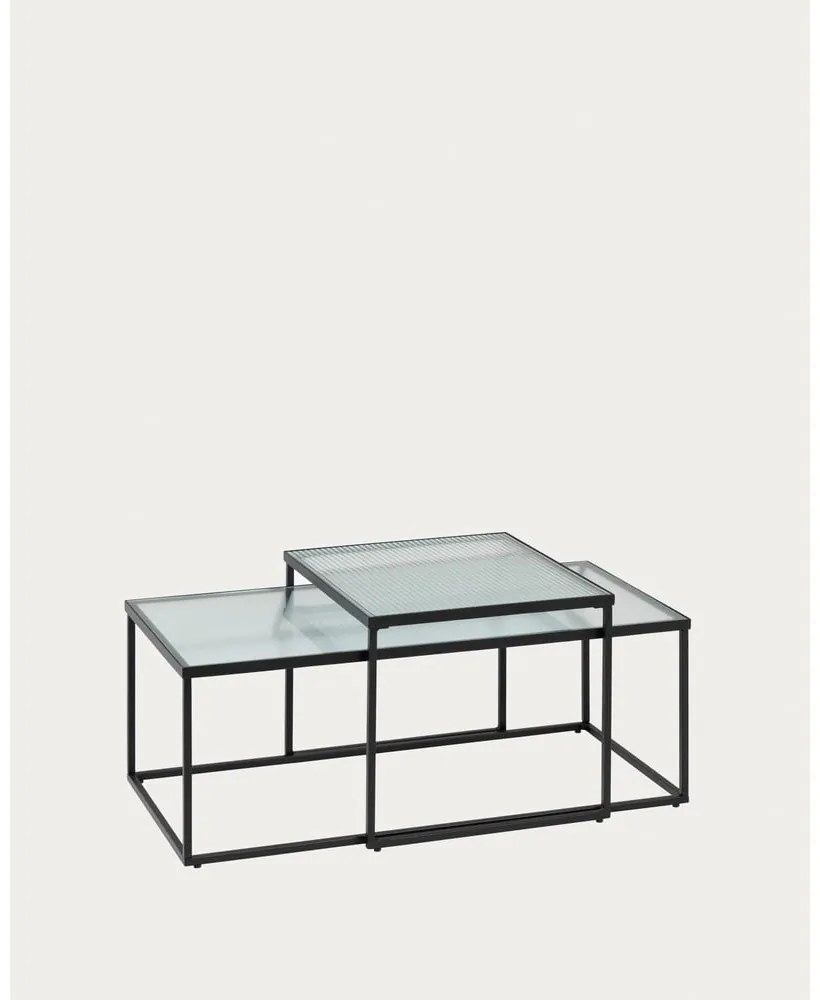 Czarne szklane stoliki zestaw 2 szt. 55x100 cm Akemi – Kave Home