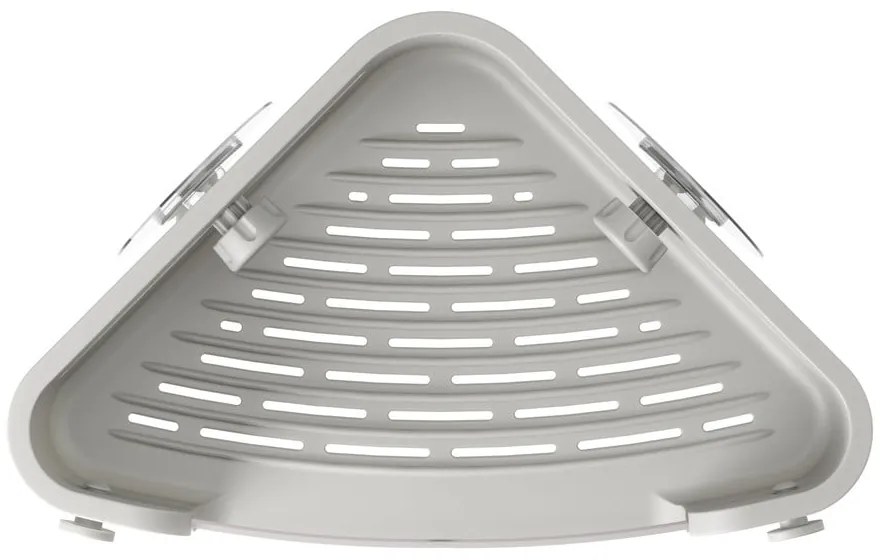 Szara narożna samoprzylepna półka łazienkowa z plastiku z recyklingu Flex Adhesive – Umbra