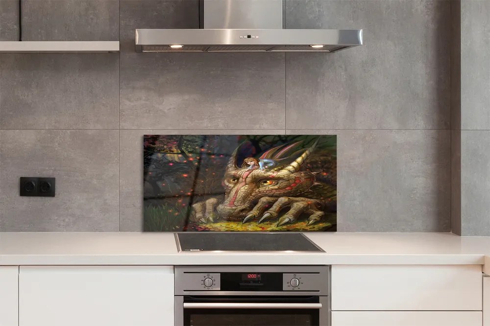 Szkło Ozdobne do Kuchni Spotkanie Dziewczynki ze Smokiem