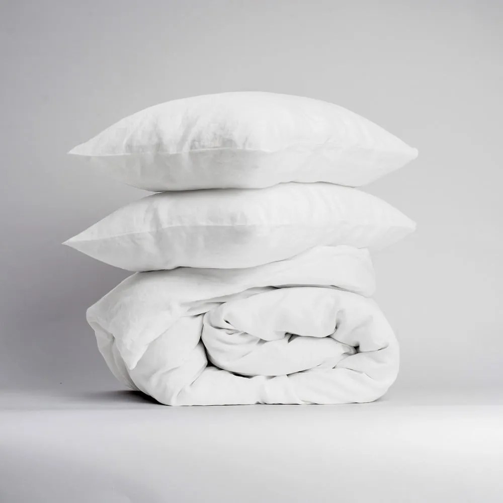 Biała pościel dwuosobowa z mieszanki lnu 230x220 cm – Linen Tales
