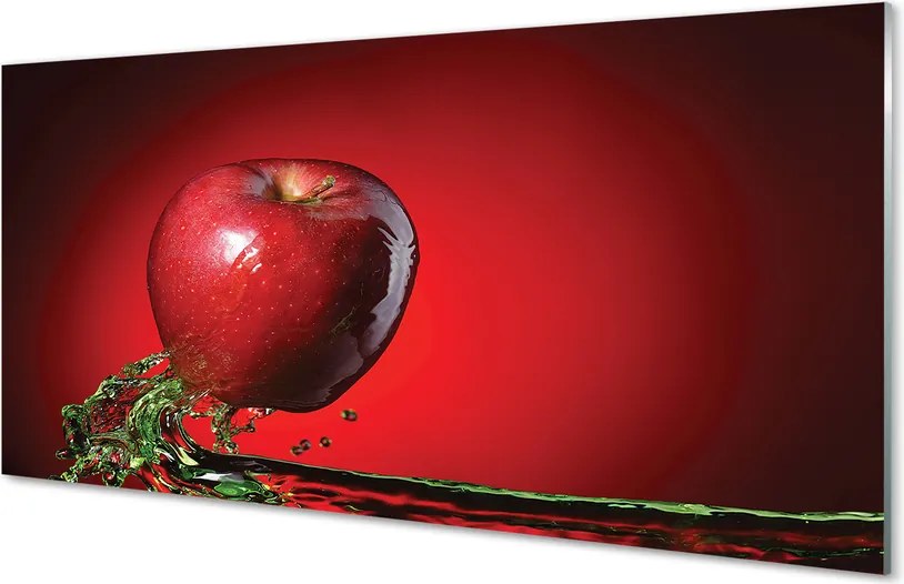 Szkło do Kuchni na Ścianę Czerwone Jabłko w Wodzie