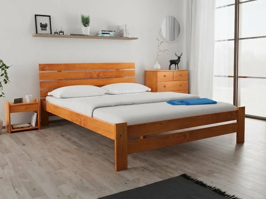 Łóżko PARIS podwyższone 140 x 200 cm, olcha Stelaż: Ze stelażem listwowym rolowanym elastycznym, Materac: Materac Coco Maxi 20 cm