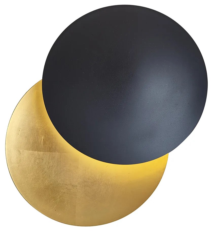 Nowoczesny Kinkiet / Lampa scienna czarny ze złotym 34,5 cm 2-źródła światła - Sunrise Nowoczesny Oswietlenie wewnetrzne