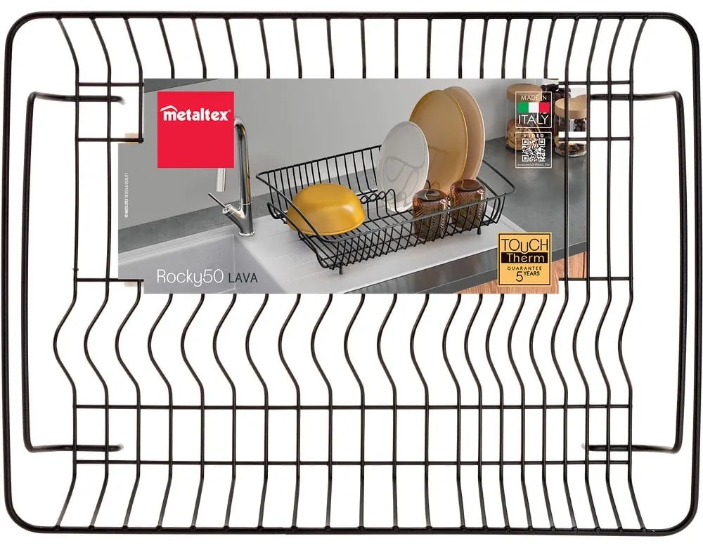 Czarny ociekacz ze stali nierdzewnej Metaltex Rectangular Lava