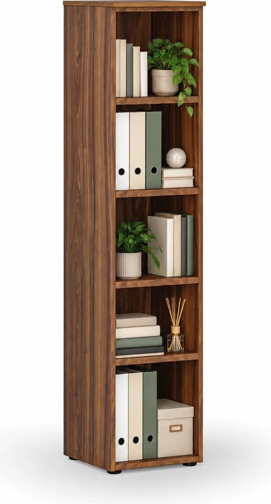 Regał biurowy PRIMO WOOD, 400 x 420 x 1781 mm, orzech