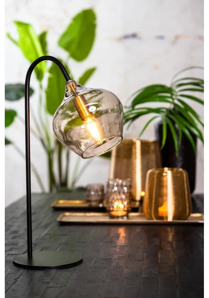 Czarna lampa stołowa (wysokość 50,5 cm) Rakel – Light &amp; Living