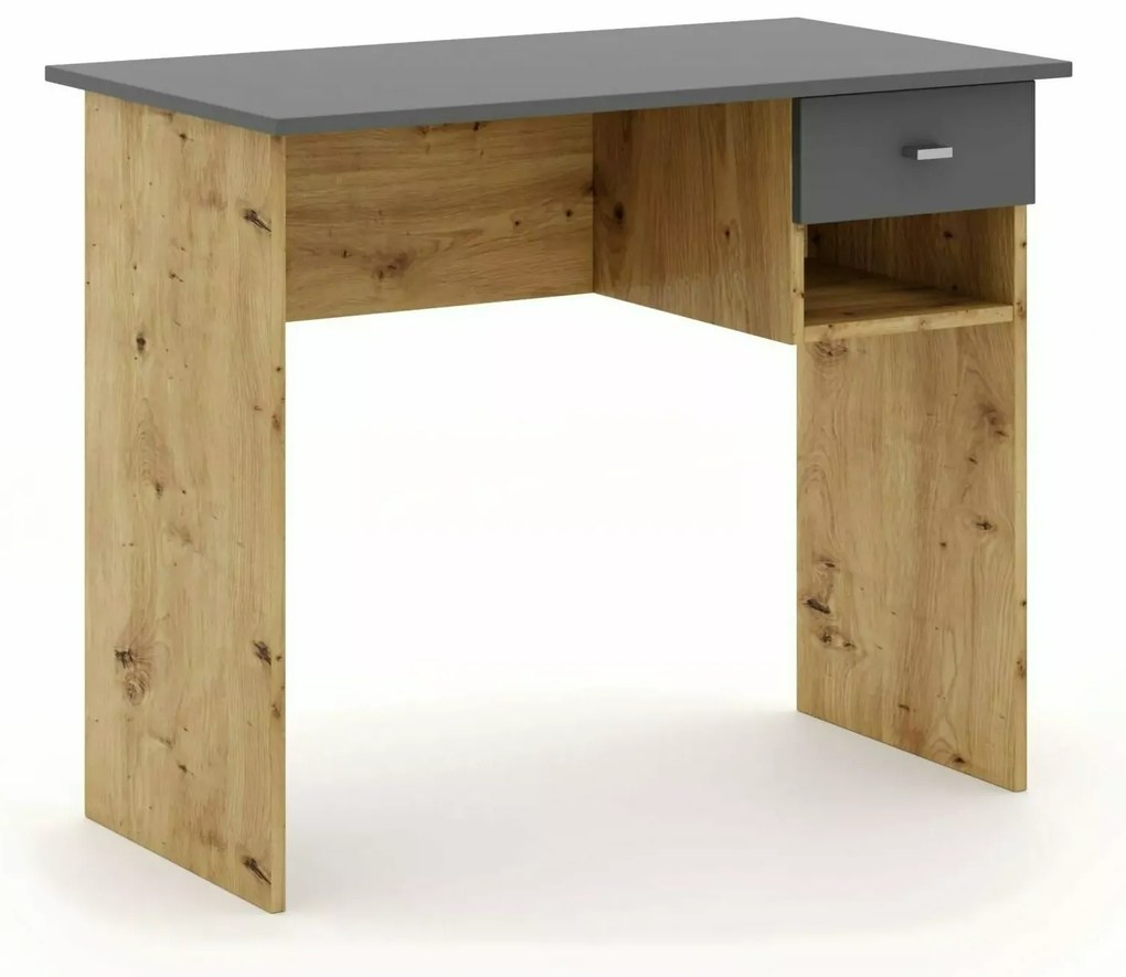 PROMOCJA Biurko w dekorze dąb artisan z antracytowym blatem B-011 II. klasa jakości