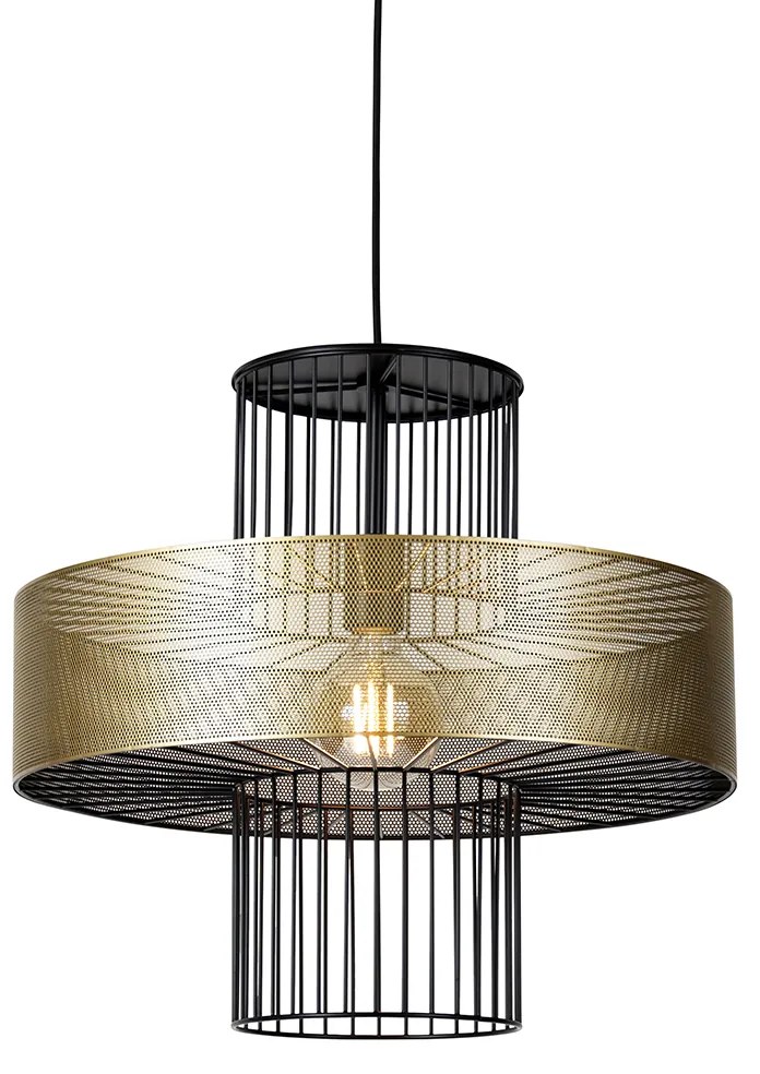 Inteligentna lampa wisząca złota z czarną 50 cm z WiFi G95 - TessDesignerski Oswietlenie wewnetrzne