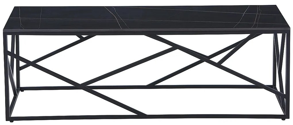 Stolik kawowy z ceramiki i metalu - Efekt czarnego marmuru - MELRONE Pascala Morabito