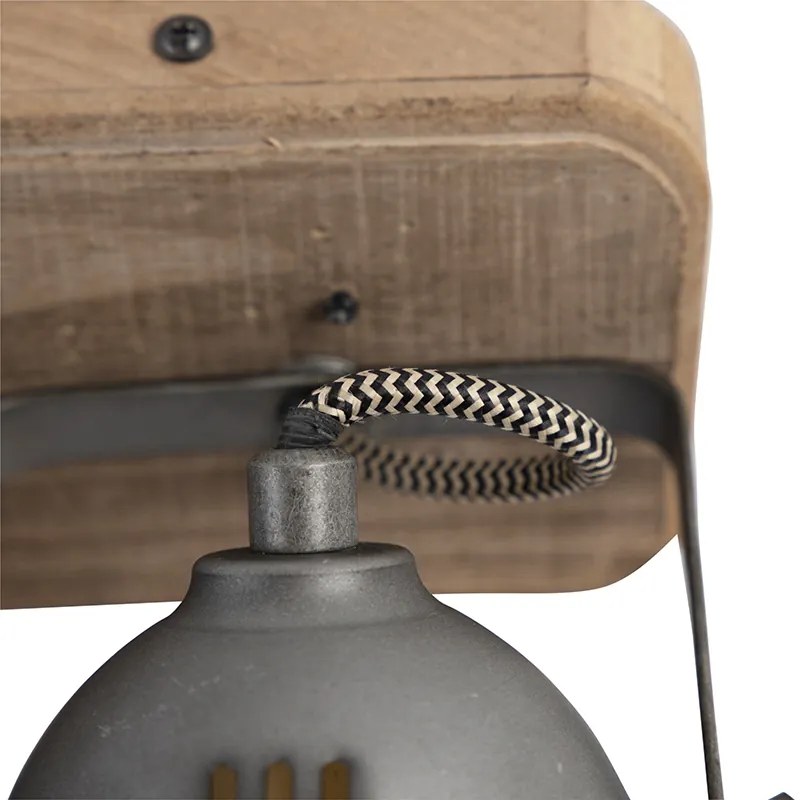 Industrialny reflektor stalowy z drewnianym uchwytem i możliwością regulacji kąta nachylenia 2 światła - Emado