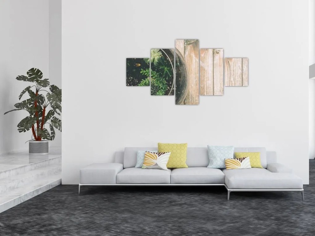 Obraz sukulentów w szkle (125x70 cm)