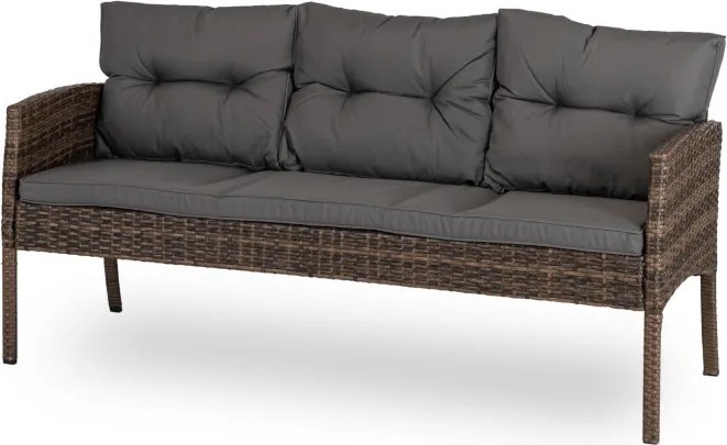 Zestaw Mebli Ogrodowych ATLANTA Brązowy Sofa Pufy Stolik Tarasowy Technorattan Nowoczesny