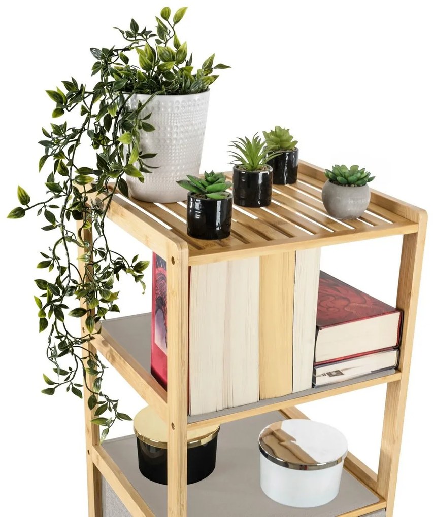 G21 Bambusowy regał z koszykami, 5 półek, beżowy, 5 pięter