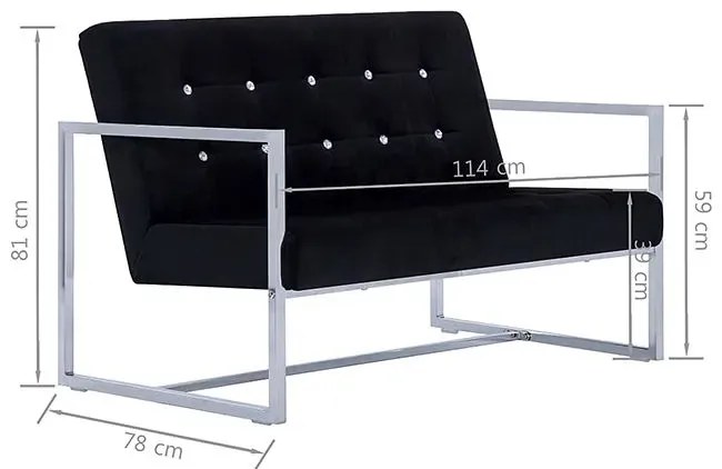 Zgrabna 2-osobowa sofa Aparro - aksamit, czarna