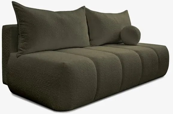 Sofa z Funkcją Spania SARIA Oliwkowa Boucle Nowoczesna