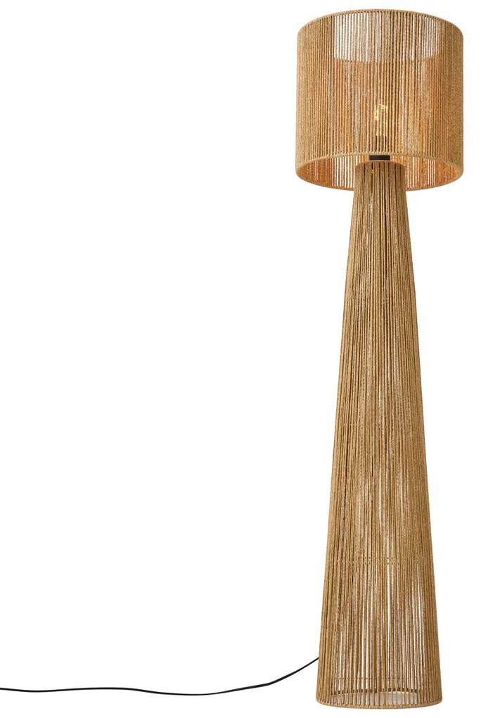 Lampa podłogowa Japandi naturalna z abażurem - DartJapandi Oswietlenie wewnetrzne