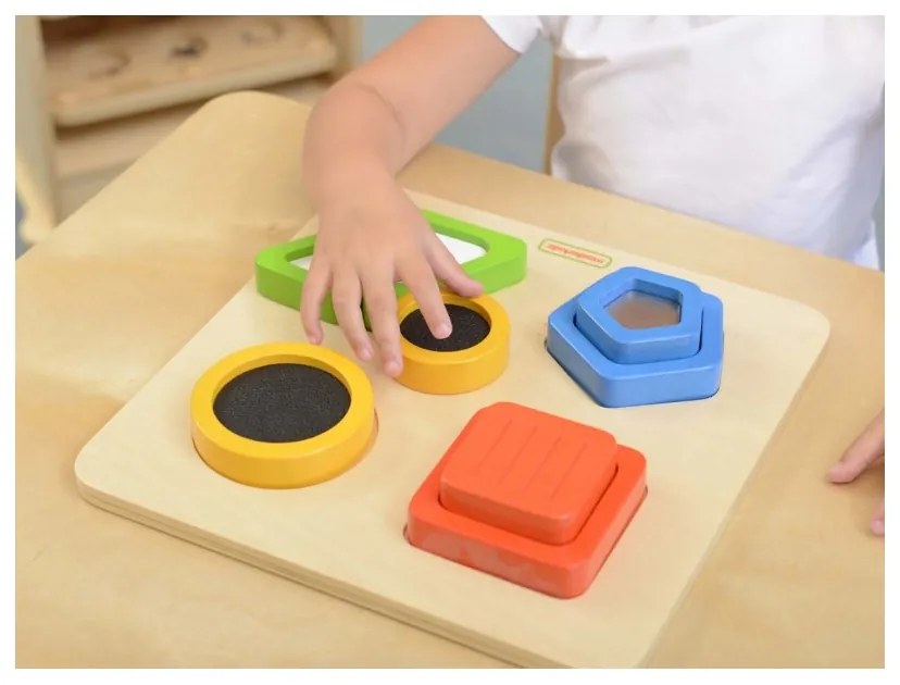 Drewniany sorter kształtów materiałów faktury powierzchni masterkidz