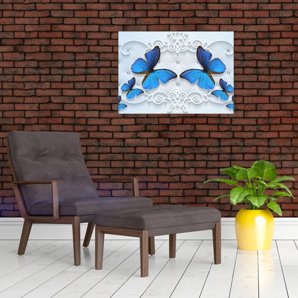 Obraz - Niebieskie motyle (70x50 cm)