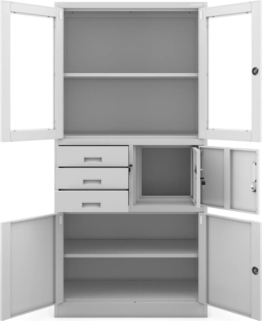 Biurowa szafa aktowa z sejfem Filip 90x40x185 cm szara