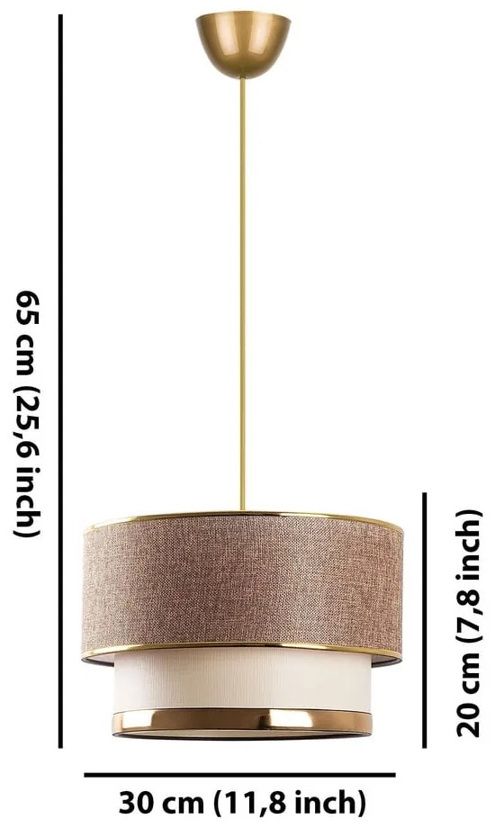 Lampa wisząca w beżowo-złotym kolorze z tekstylnym kloszem ø 30 cm Cake – Opviq lights