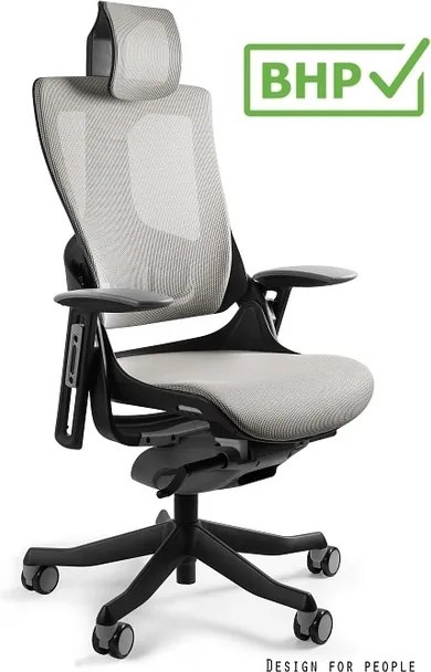 Fotel ergonomiczny Wau 2, zgodny z normą BHP, czarno - szary