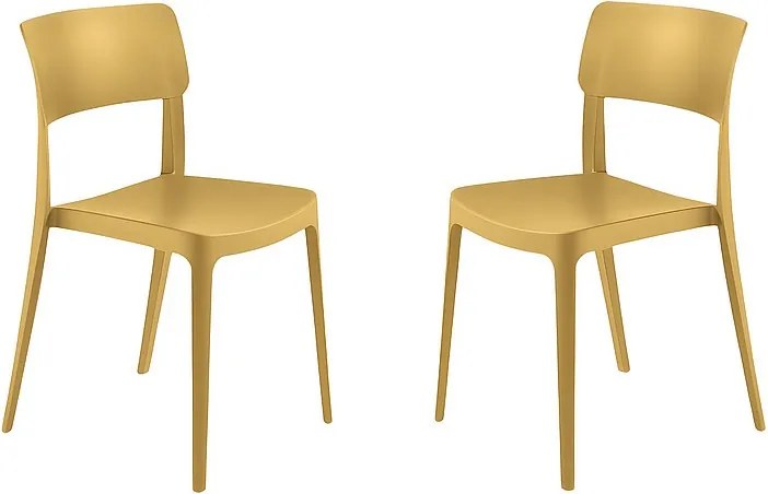 Zestaw 4 żółtych krzeseł do układania w stosy „Maribela” z polipropylenu cm 50x51 81h