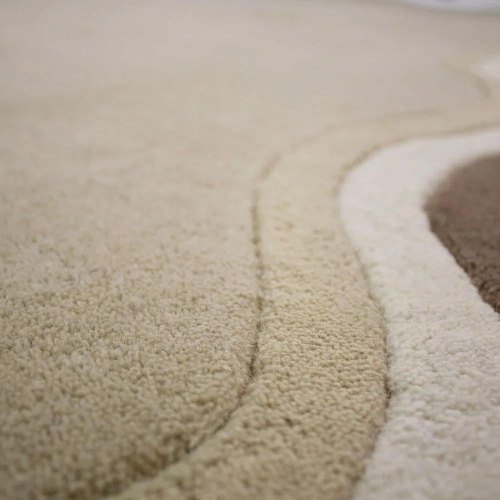 Wełniany dywan tkany ręcznie w naturalnym kolorze 160x230 cm Leo Scallop – Flair Rugs